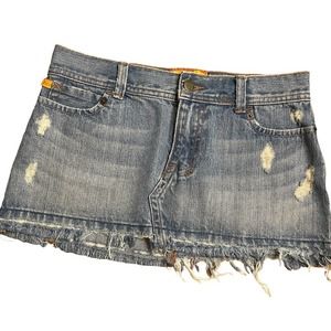 Hollister Denim Skirt Womens Size 0 Distressed Fray Hem Mini Faded
